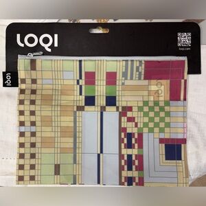 NWT Loqi FRANK LLOYD WRIGHT Old Fashioned Windows Medium Zip Pocket (8" x 11")
